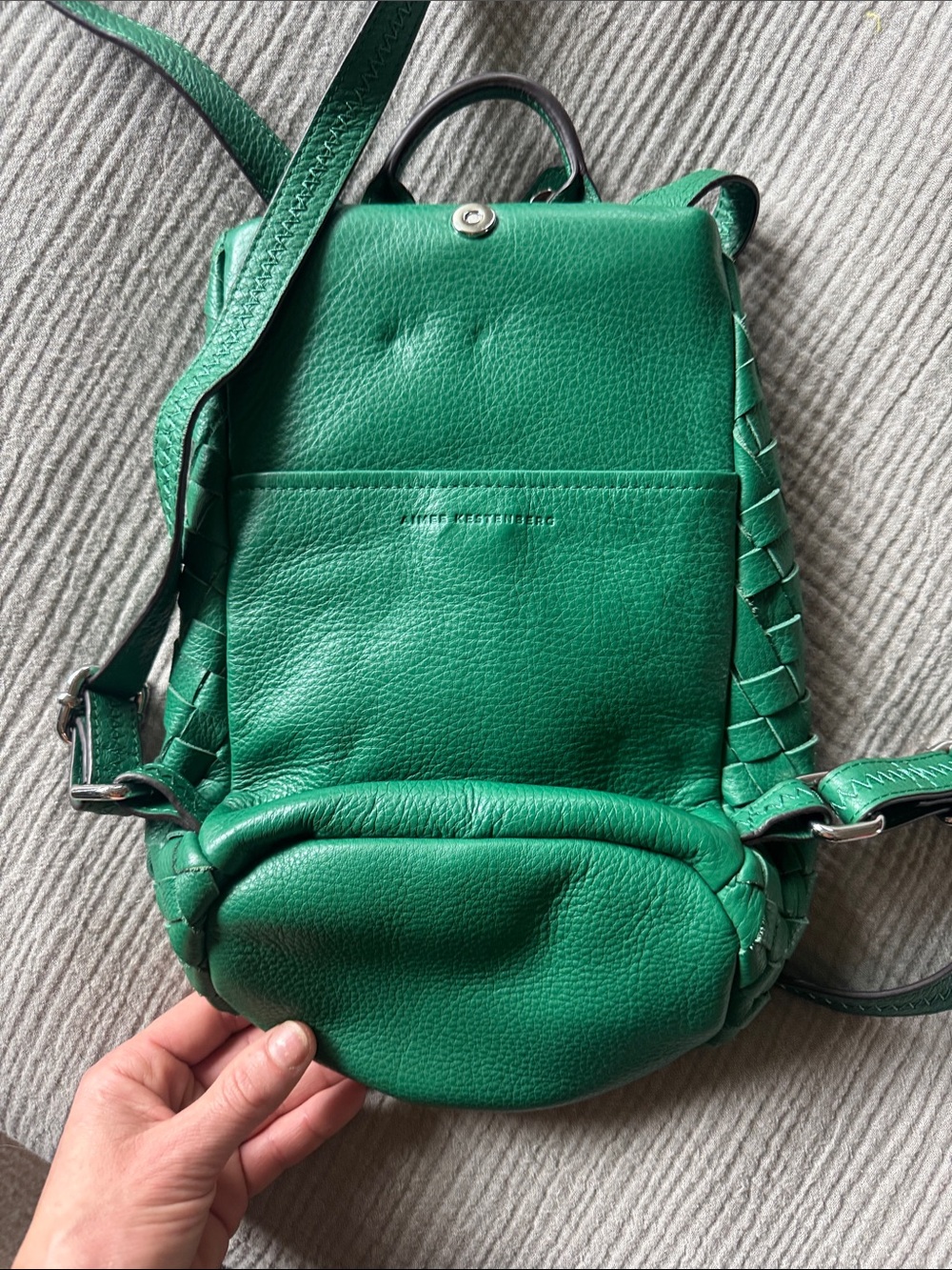 Aimee kestenberg Tabitha Woven Green Leather Backpack - Picture 3 of 3